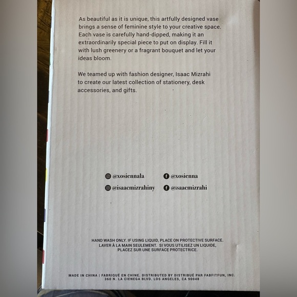 Isaac Mizrahi Pink and Cream Ceramic Vase - Picture 3 of 3